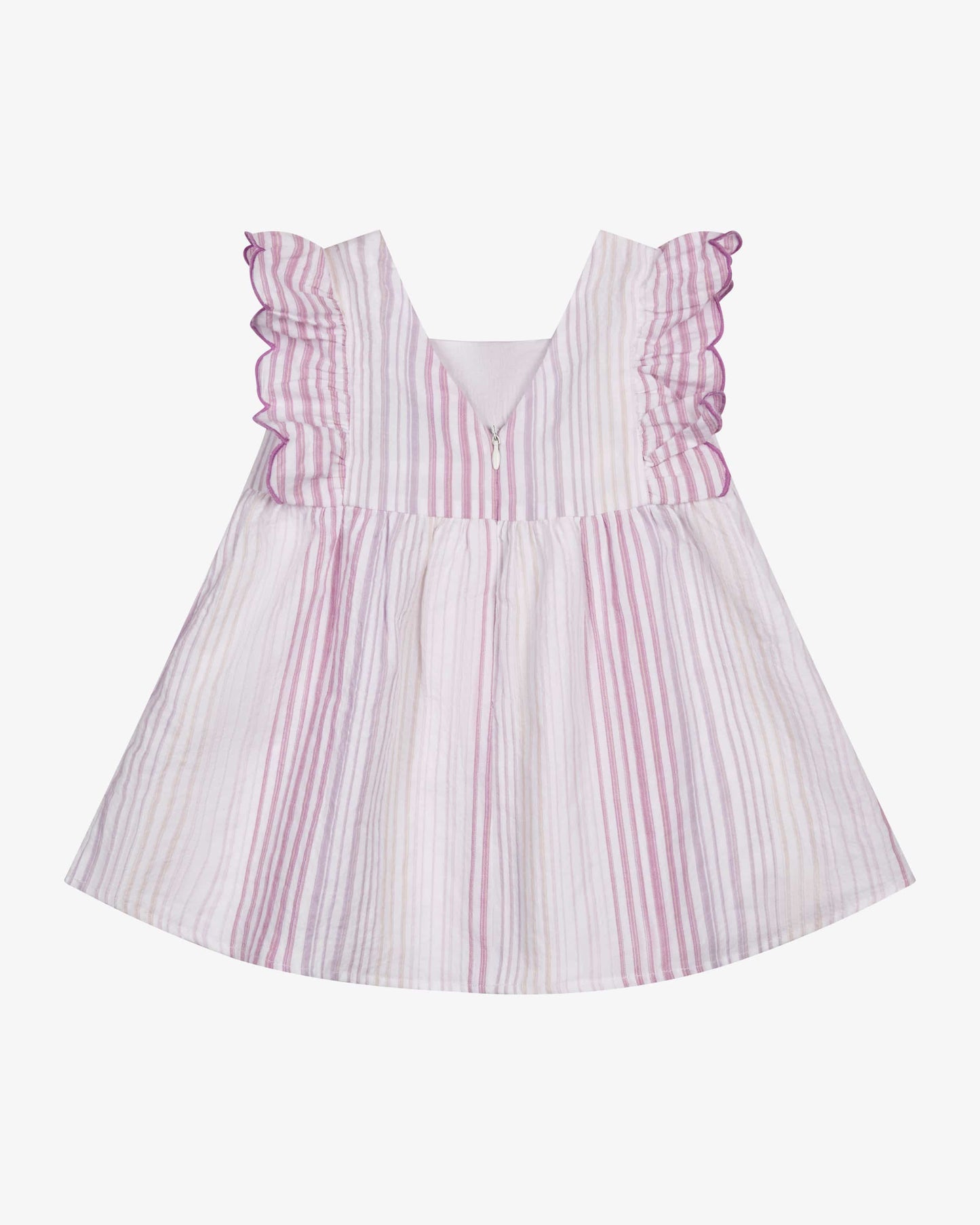 Tartine Et Chocolat Lilac Striped Embroidered Smock Dress