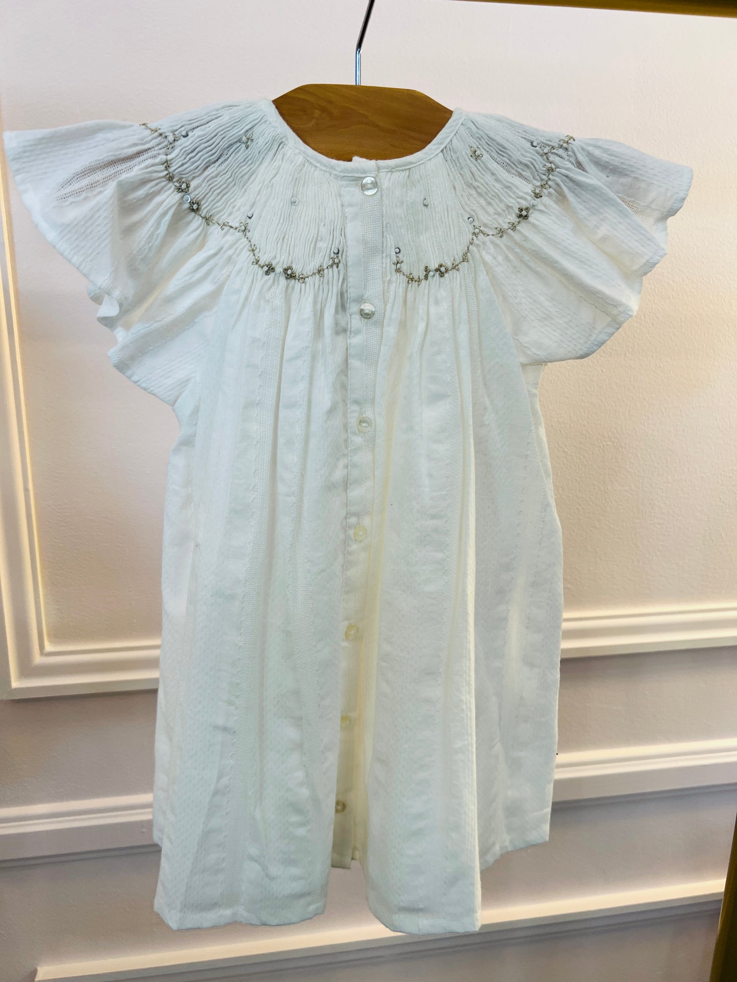 Tartine Et Chocolat Metalic Embroidered Robe25 Nacre