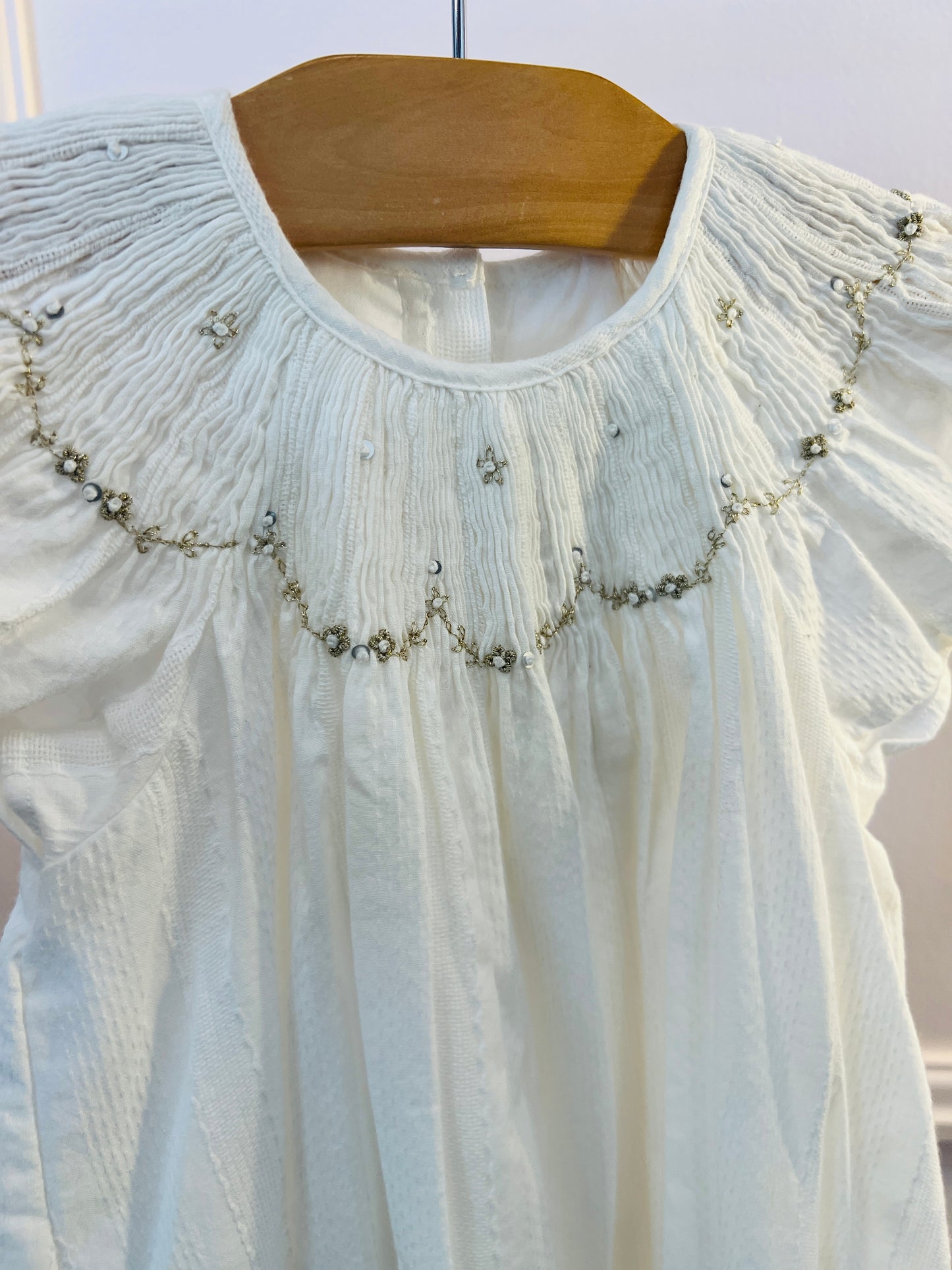 Tartine Et Chocolat Metalic Embroidered Robe25 Nacre