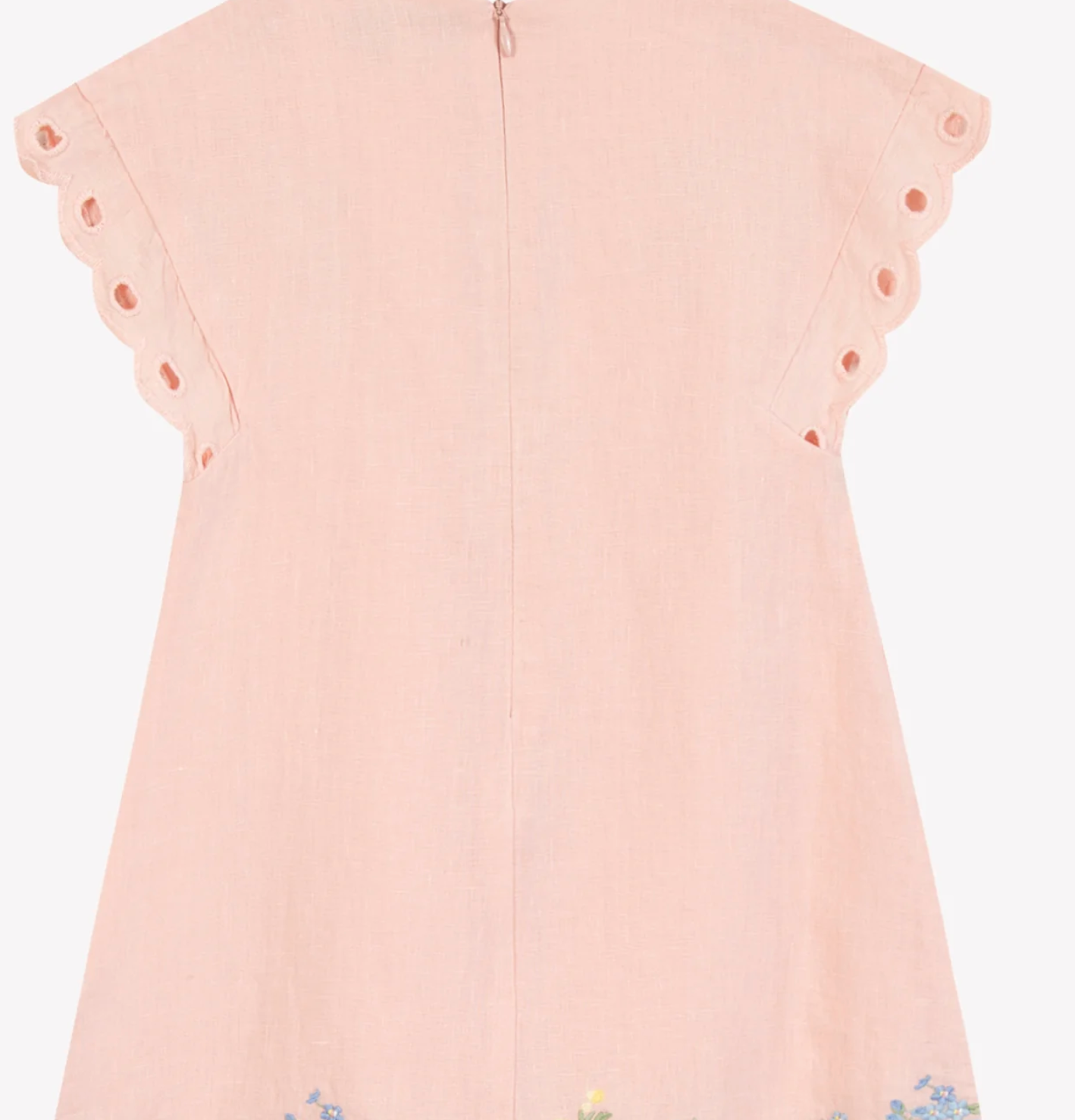 Tartine Et Chocolat Peach Linen Embroidered Dress