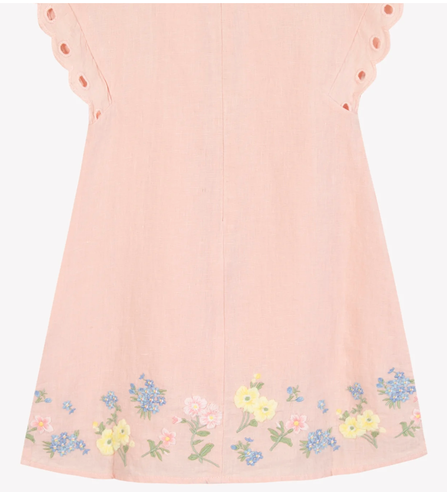 Tartine Et Chocolat Peach Linen Embroidered Dress