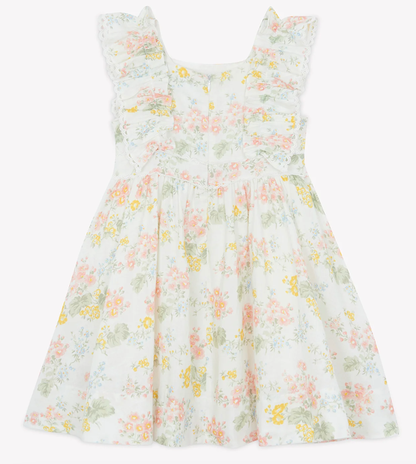 Tartine Et Chocolat Ivory Linen & Cotton Floral Dress