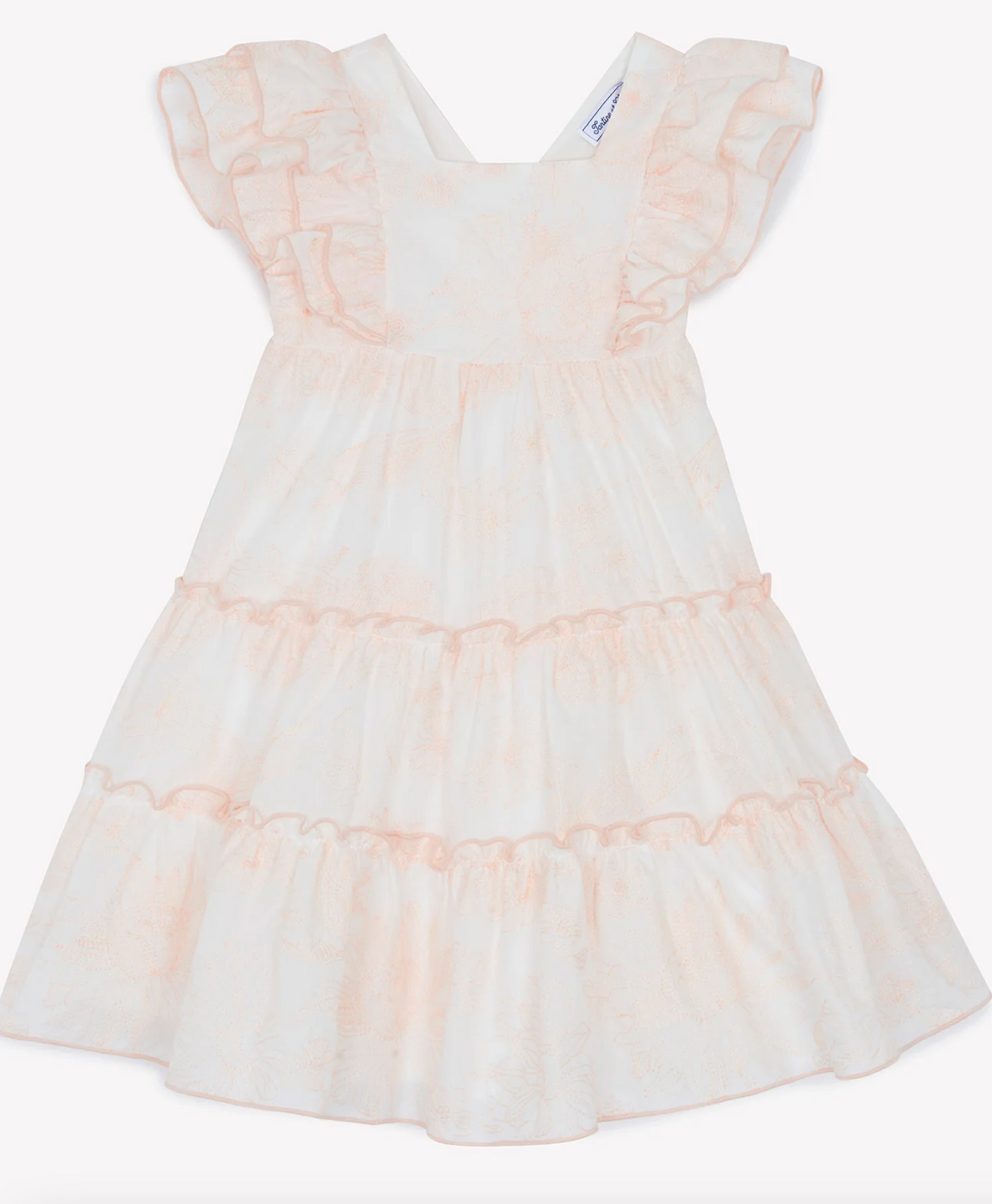 Tartine Et Chocolat Old Pink Floral Embroidery Cotton Dress