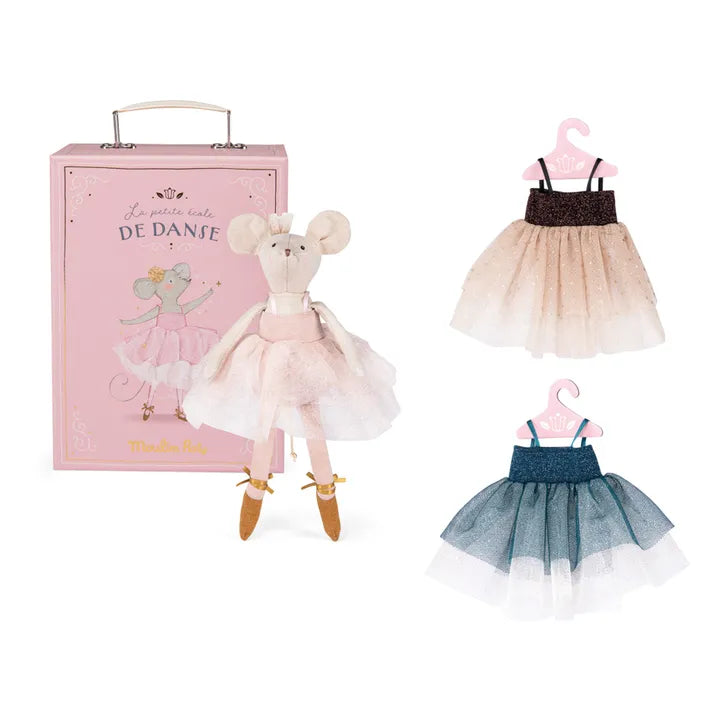 Suitcase Ballerina Mouse & Tutus Wordrobe Doll Moulin Roty 3y+