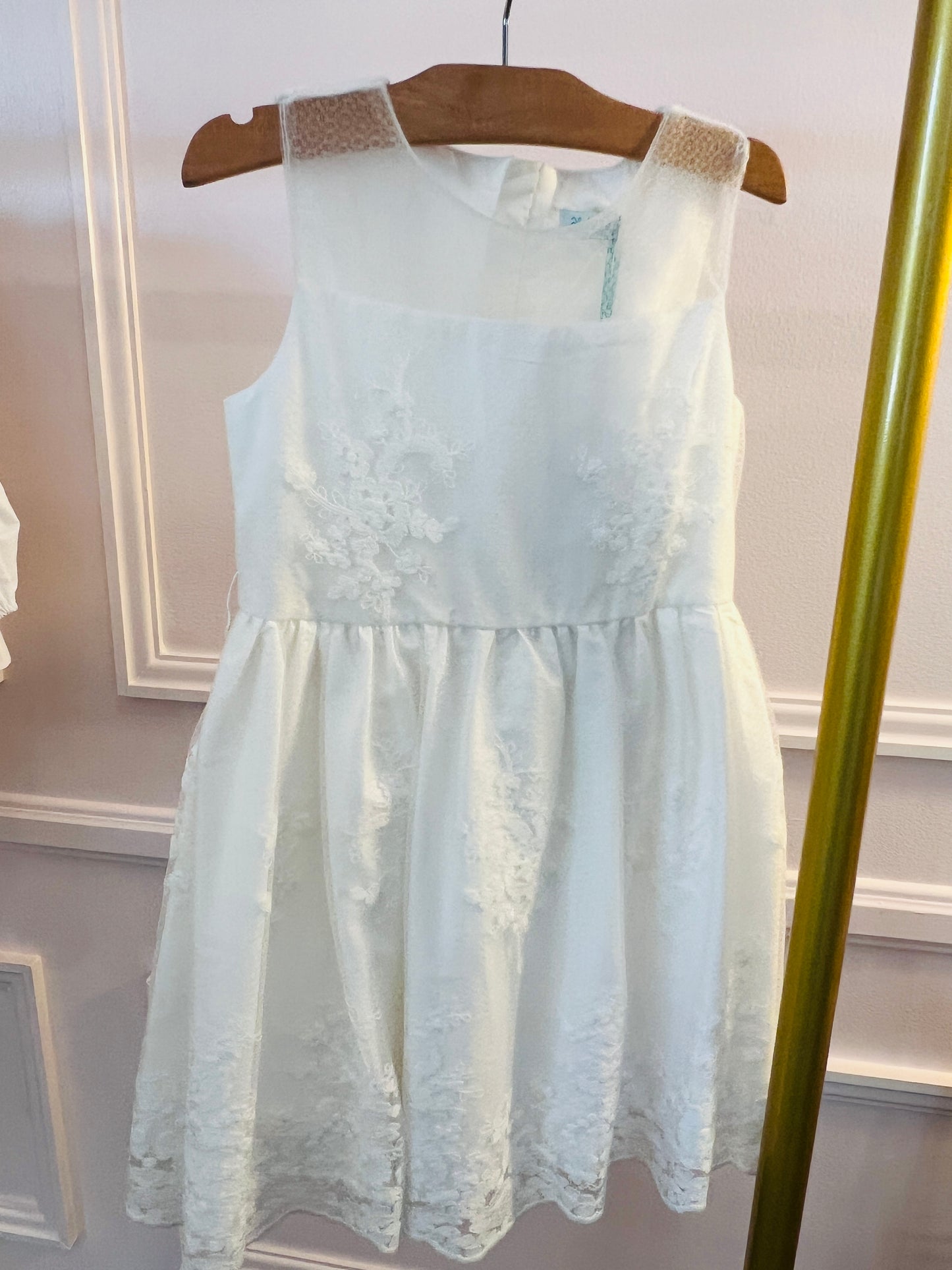 Abel & Lula Embroidered Dress White Blue Sash