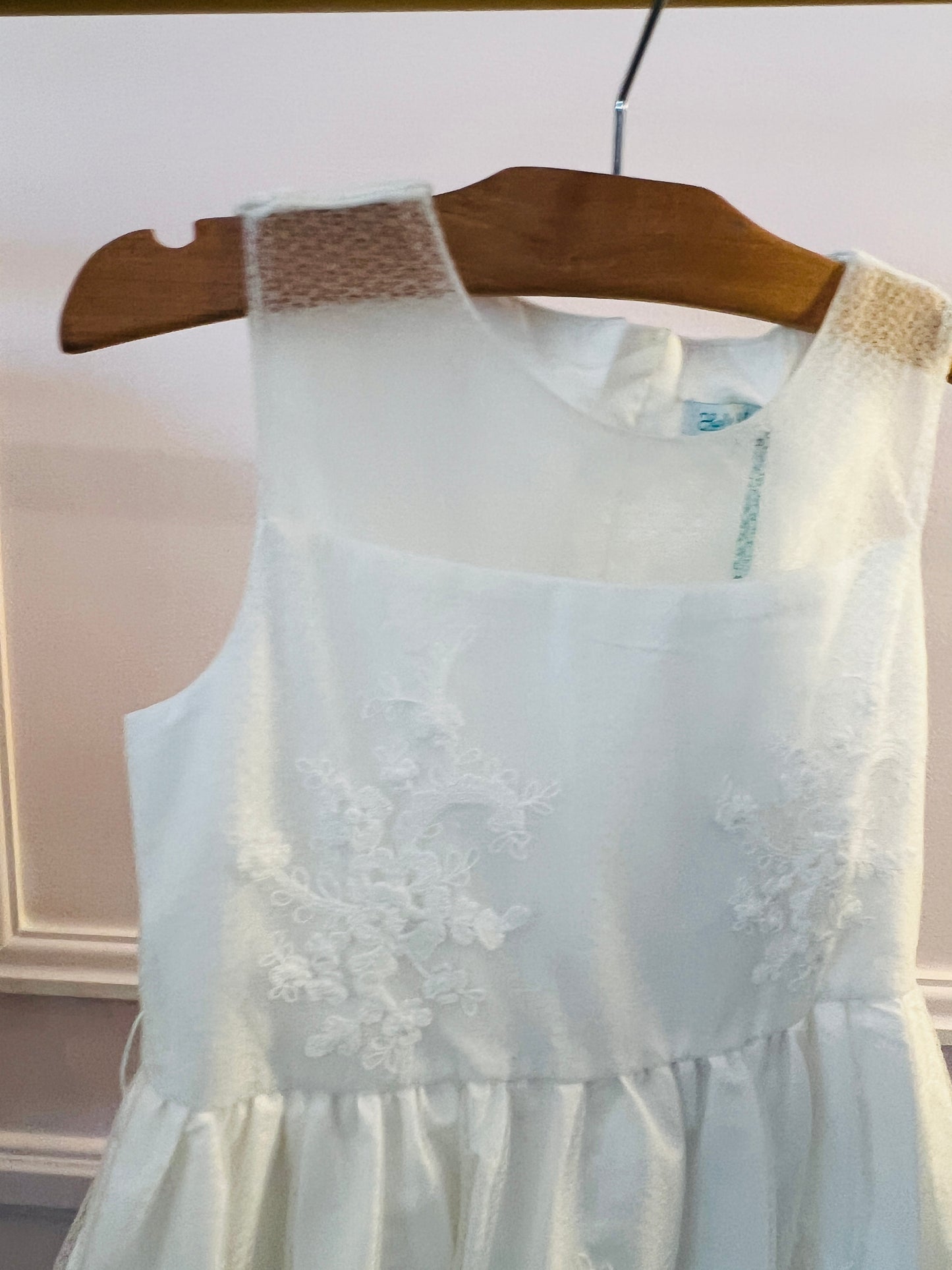 Abel & Lula Embroidered Dress White Blue Sash