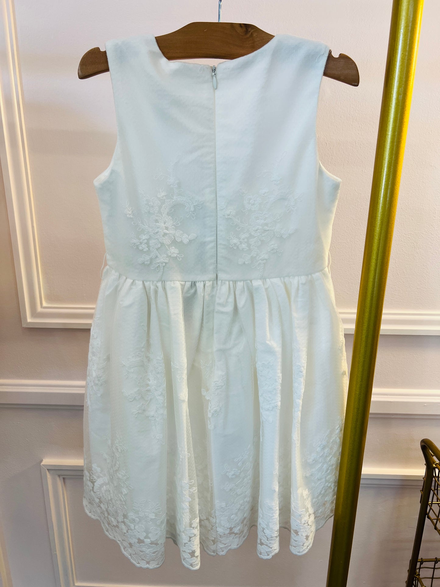 Abel & Lula Embroidered Dress White Blue Sash
