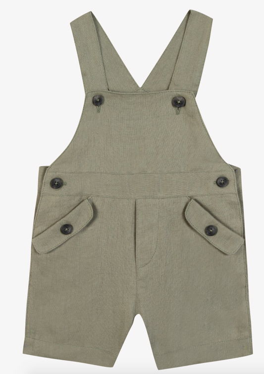 Tartine Et Chocolat Fern Linen Dungaree Shorts