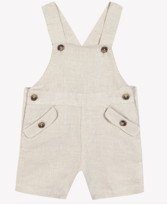 Tartine Et Chocolat Beige Linen Dungaree Shorts