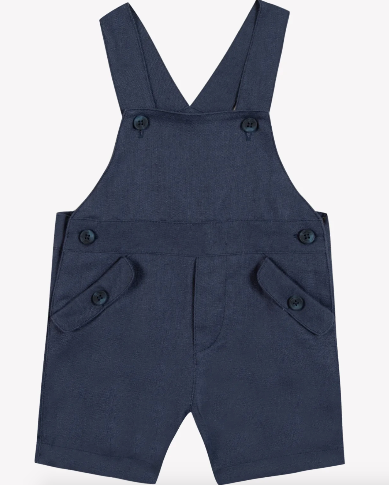 Tartine Et Chocolat Marine Blue Linen Dungaree Shorts