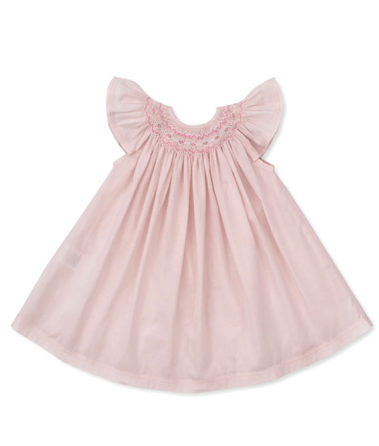 Kissy Kissy Elegance Pink Hand Smocked Woven Dress