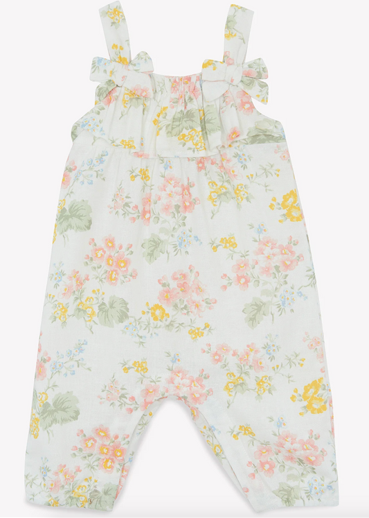Tartine Et Chocolat Salopette Fleurie Linen Long Jumpsuit