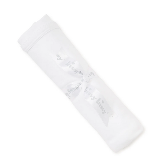 Kissy Kissy Pima Cotton Receiving Blanket White/White
