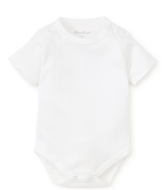 Kissy Kissy White Pointelle Short Sleeve Bodysuit