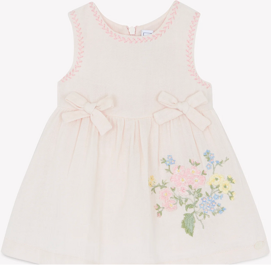Tartine Et Chocolat Pink Cotton Embroidered Dress