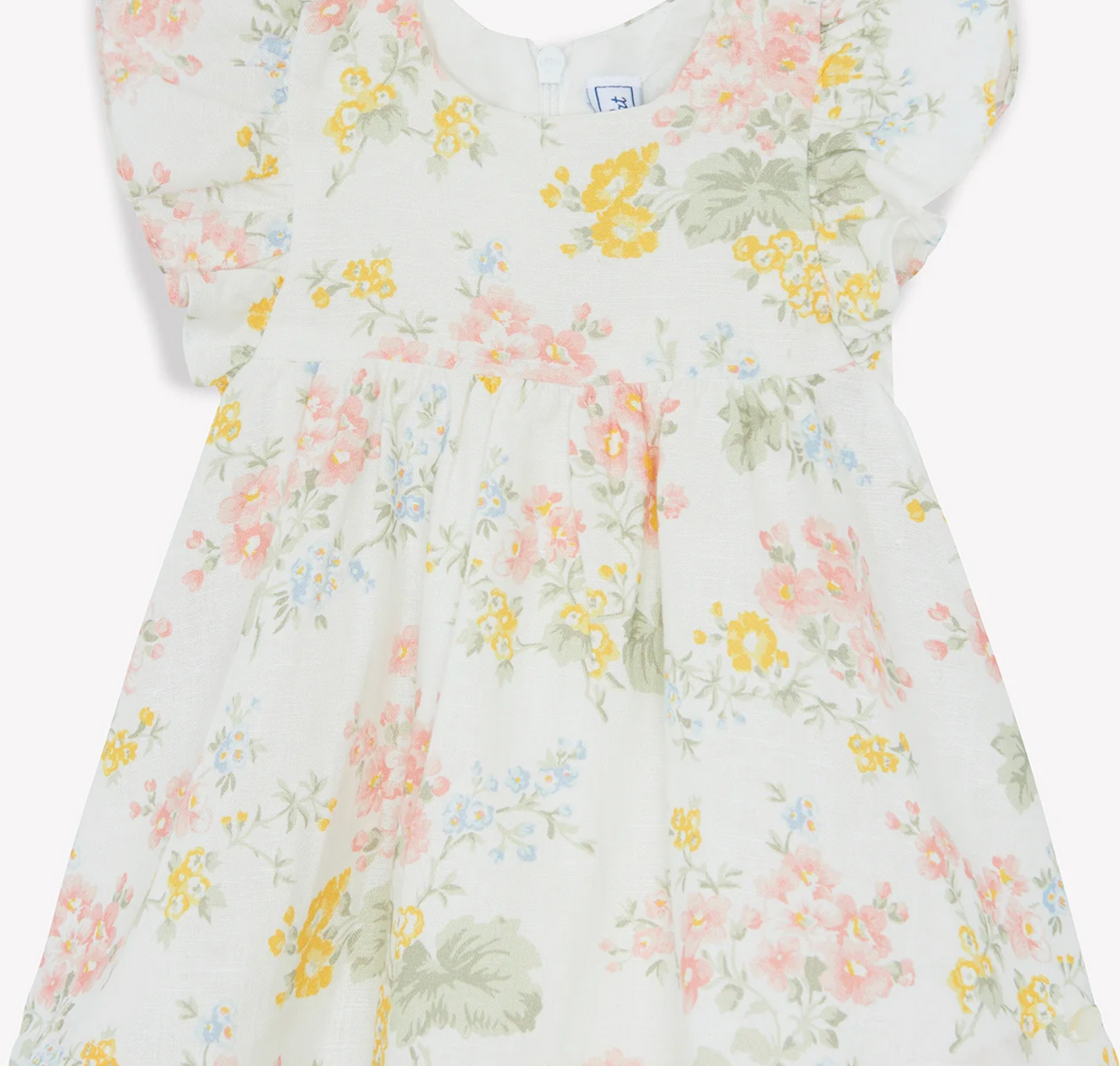 Tartine Et Chocolat Ivory Linen Floral Dress