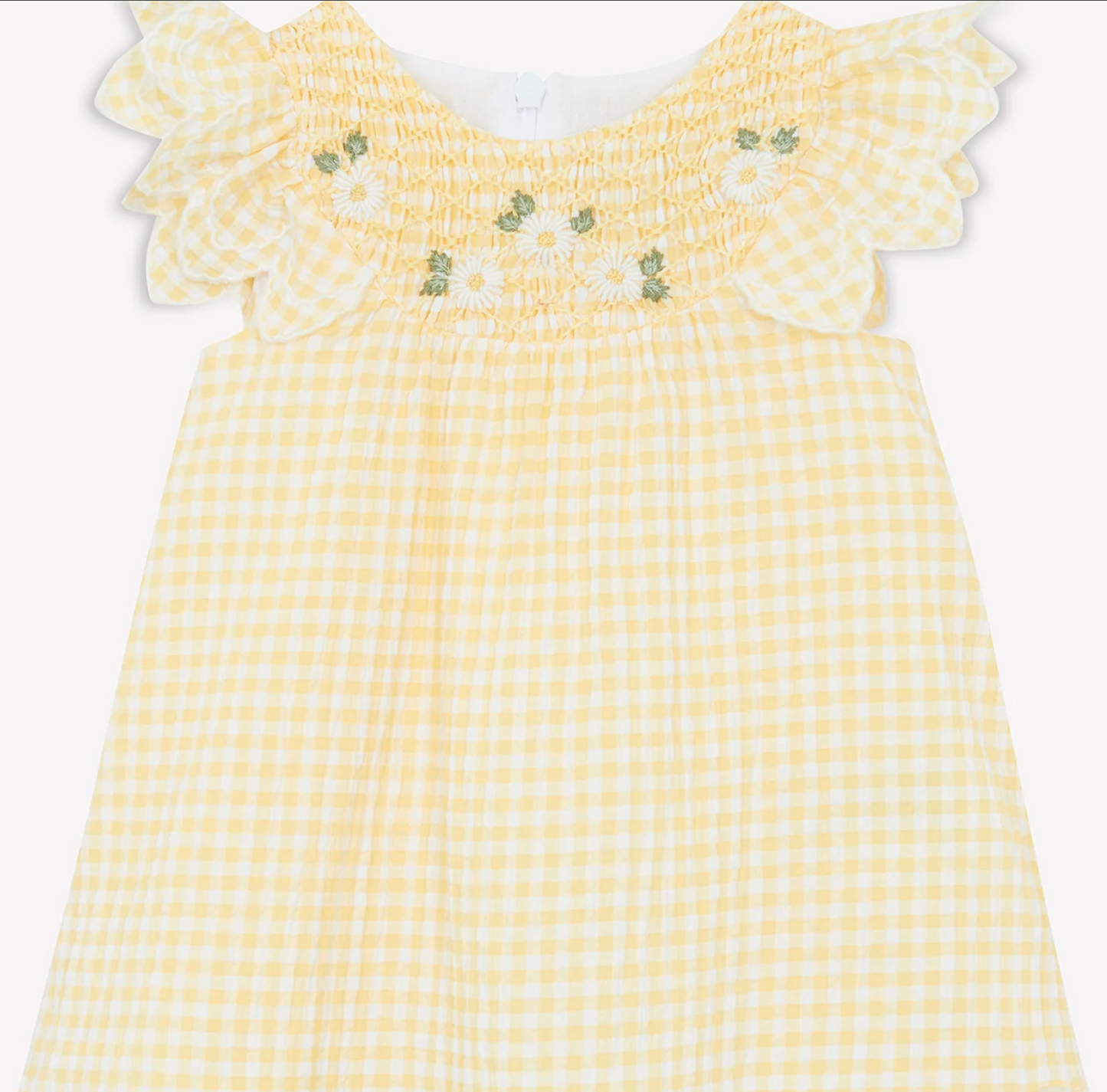 Tartine Et Chocolat Yellow Gingham Hand Embroidered Dress