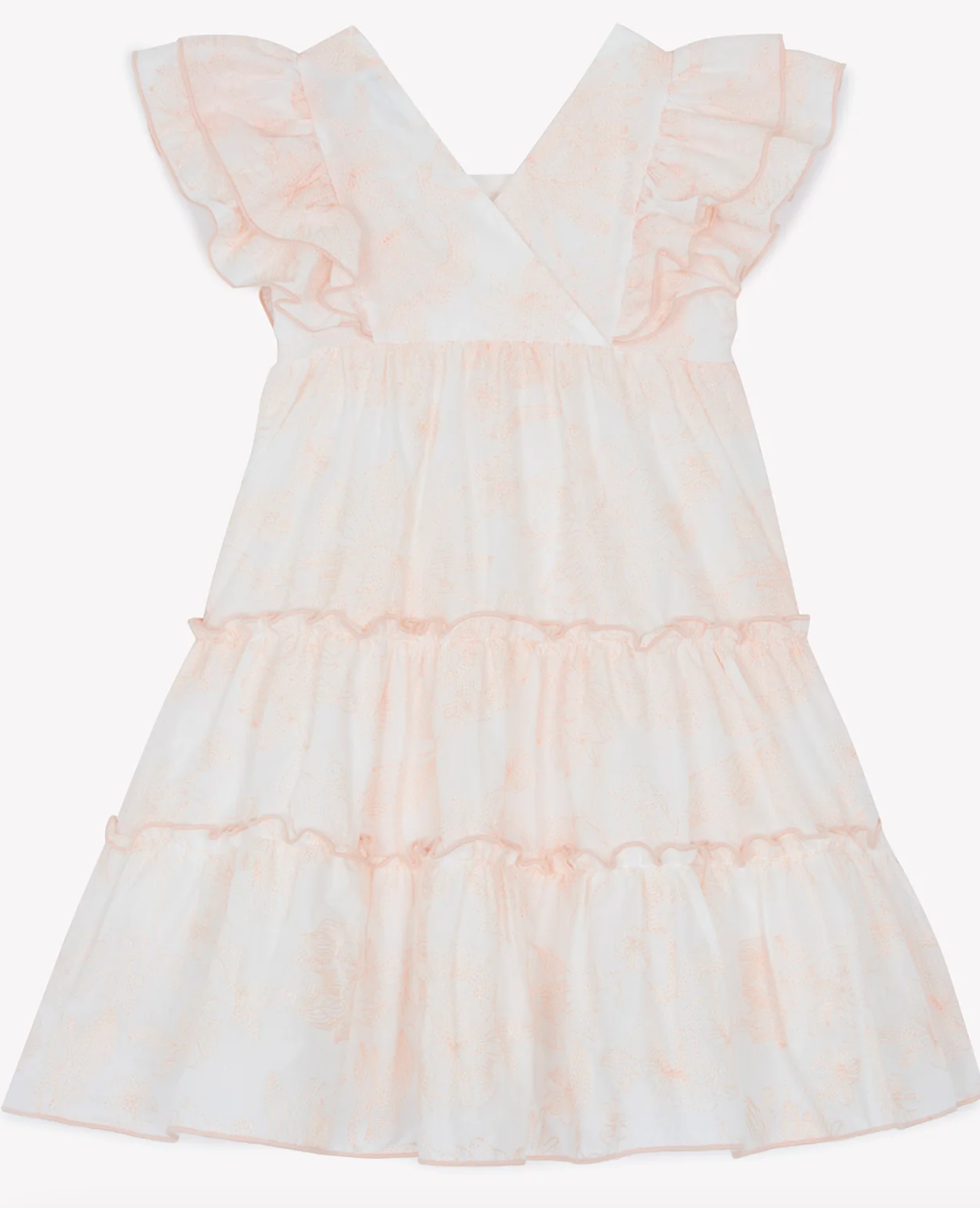 Tartine Et Chocolat Old Pink Floral Embroidery Cotton Dress