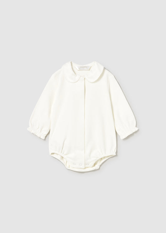 Mayoral Newborn Ribbed Ruffle Body Suit