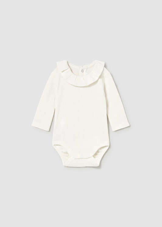 Mayoral Newborn Ribbed Ruffle Body Suit